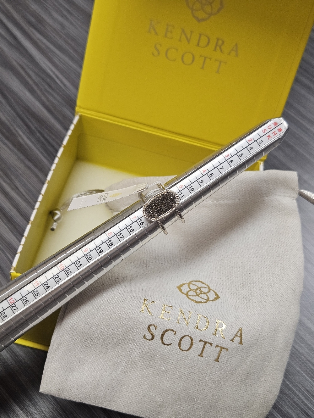 NEW Kendra Scott Elyse Druzy Ring in Silver Size 6 In Box With Dustbag